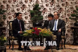 胡志明市市委书记阮善仁会见老越友好协会代表团