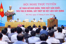 政府总理范明政主持召开纾解建材行业面临困难视频会议。图自越通社