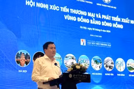 工贸部副部长阮生日新在红河三角洲地区出口发展与贸易促进会议上发表讲话。图自Vietnam+