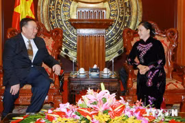 越南国会主席阮氏金银会见蒙古国审计署审计长Zangad Ayur