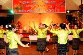 旅居老挝川圹省越南人高兴彩烈喜迎2013年癸巳春节