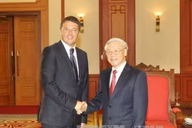 阮富仲总书记会见意大利总理