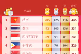 图表新闻：越南以205枚金牌位居奖牌榜榜首
