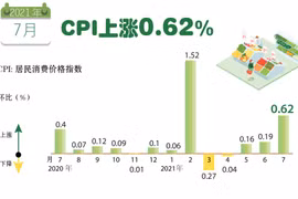 图表新闻：2021年7月CPI上涨0.62%