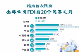图表新闻：越南首次跻身全球吸引FDI前20个国家之列