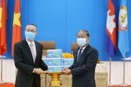  越共中央对外部向柬埔寨人民党捐赠3万只防疫口罩