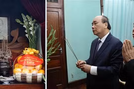 阮春福总理春节前在主席府内的67号房向胡志明主席敬香