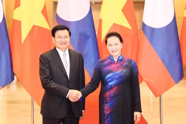 越南国会主席阮氏金银会见老挝总理通伦·西苏里