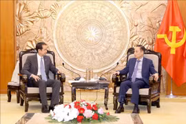 越共中央对外部部长黎怀忠会见中国驻越大使何炜。图自越通社