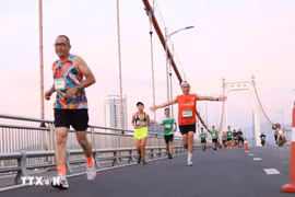 参加2023年岘港国际马拉松比赛的选手。图自越通社