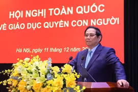 越南政府总理范明政发表讲话。图自越通社