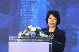 越南计划与投资部副部长阮氏碧玉发表讲话。图自越通社