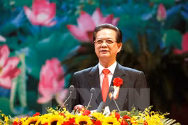 越南政府总理、中央竞赛奖励委员会主席在会上发表讲话（图片来源：越通社）