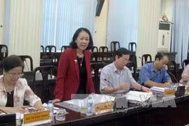 越共中央民运部长张氏梅发表讲话。