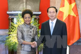 越南国家主席陈大光与法语国家组织秘书长米夏埃尔•让