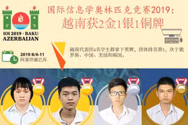 图表新闻：国际信息学奥林匹克竞赛2019： 越南获2金1银1铜