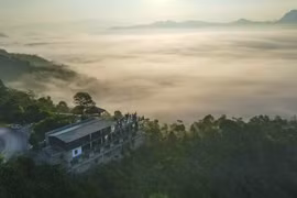 越南奠边省曾怪山口如诗如画的云海