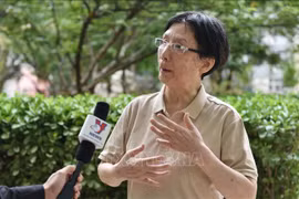 王枫女士接受越通社记者的采访。图自越通社