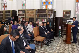 越共中央委员、越南国会对外事务委员会主任武海河在仪式上发表讲话。图自越通社