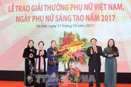 王廷惠向先进个人颁发奖状（图片来源：越通社）