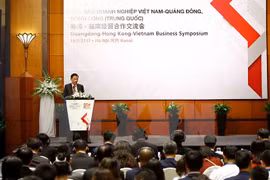 越南越南外交部副部长黎怀忠在交流会上发表讲话。