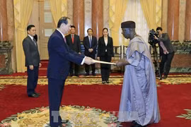 国家主席陈大光接受三国新任驻越大使递交的国书