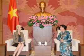 阮氏金银主席（右）​与挪威驻越大使埃里克森（左）。