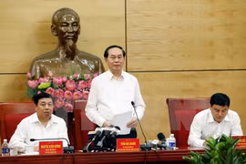 越南国家主席陈大光在会上发表讲话。（图片来源：越通社）