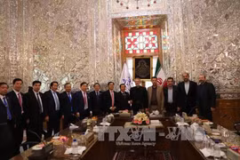 杜伯巳一行前来拜会伊朗伊斯兰议会议长。