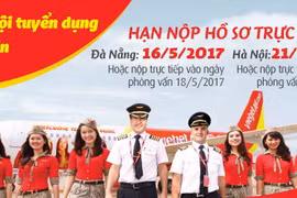 越捷航空公司在岘港市与河内市招募空姐空少。