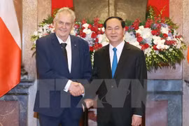 越南国家主席陈大光（右）与捷克总统米洛什•泽曼。
