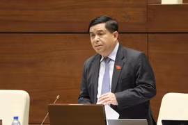 越南计划与投资部部长阮志勇回答国会代表的质询。