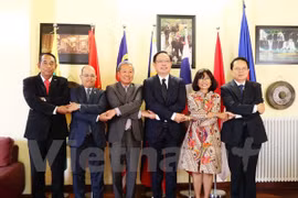 东盟各国驻意大利大使合影。（图片来源：越通社）