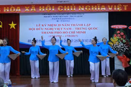 越中友好协会胡志明市分会成立25周年纪念典礼表演节目。（图片来源：越通社）