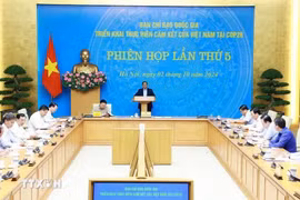 范明政主持COP26指委第五次会议。图自越通社