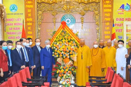  越南祖国阵线中央委员会主席杜文战走访越南佛教协会
