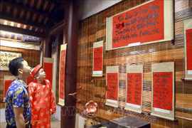贺党迎春书法展在永福省开展
