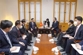 越南政府副总理黎明概与韩国副总理洪南基举行会谈