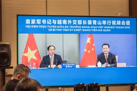 越南外交部长裴青山与中国浙江省委书记袁家军举行视频会晤