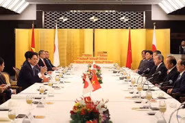  越南政府总理范明政会见日本前首相菅义伟和日越友好议员联盟主席二阶俊博