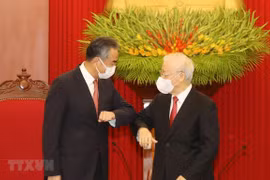 越共中央总书记阮富仲会见中国国务委员兼外交部长王毅