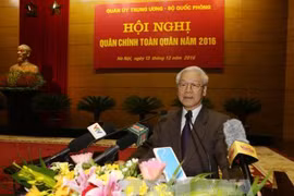 越共中央总书记阮富仲出席2016年全军军政会议（图片来源：越通社）