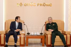 越南国防部副部长阮志咏上将会见日本驻越南大使梅田邦夫