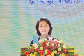越南国会主席阮氏金银在典礼上发表讲话