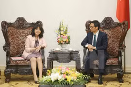 越南政府副总理武德儋12月23日下午会见日本参议院议员、日本自民党政策委员会代委员长片山小月女士。