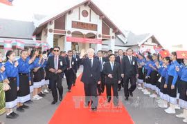 越共中央总书记阮富仲一行欢送仪式（图片来源：越通社）