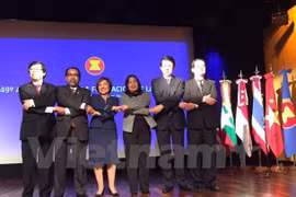 东盟各国驻阿根廷大使和阿根廷外交部代表合影（图片来源：越通社）