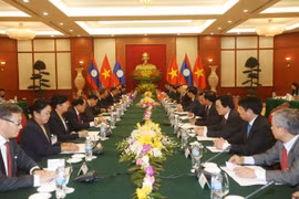 阮富仲总书记与本扬·沃拉吉总书记、国家主席举行会谈。（图片来源：越通社）