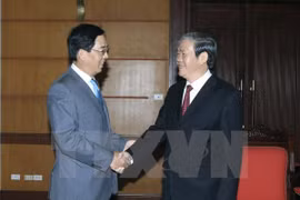 丁世兄同志会见中国驻越南大使洪小勇（图片来源：越通社）
