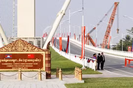 ​附图：由中国投资建设的柬埔寨金边水净华新桥（图片来源：因特网）